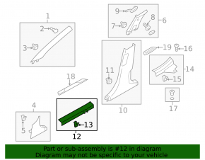 Door sill trim front right inner Hyundai Veloster 12-17