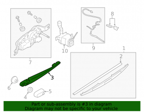 Rear wiper arm Subaru Impreza WRX GH 08-14 5d