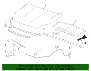 Hood hinge left Buick Encore 13-19