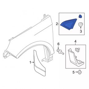 Lower front left fender lining Ford Edge 15-18 Sport, ST, ST-Line
