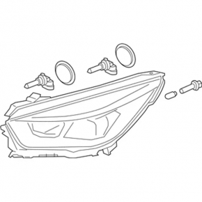 Headlight front right bare Ford Escape MK3 17-19 rest, halogen, dark
