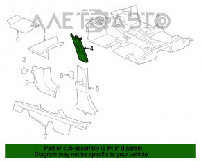 Left center pillar trim, upper belt, Jeep Compass 11-16, gray