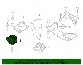 Left engine mount for BMW 3 Series F30 12-18 330e, 2017-19, without AWD, with hybrid