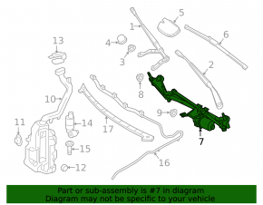 Windscreen wiper linkage with motor for Infiniti QX30 17-19