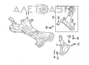 Lower front left arm Kia Optima 11-15 steel, torn silent block