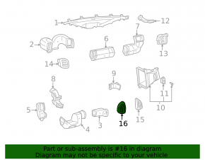 Right passenger air duct for Toyota Sequoia 2016