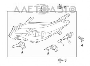 Toyota Avalon 13-16 right front headlight, halogen