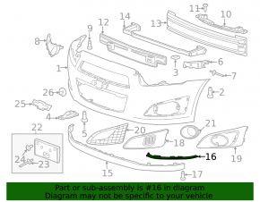 Front bumper lip mount right Chevrolet Sonic 12-20