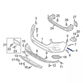 Front bumper mount on right wing Ford Escape MK3 17-19 rest