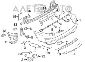 Rear bumper mount right outer BMW X5 E70 11-13 rest