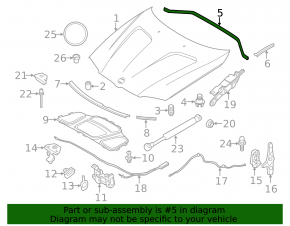 Rear hood seal for BMW X3 F25 11-17 type 2