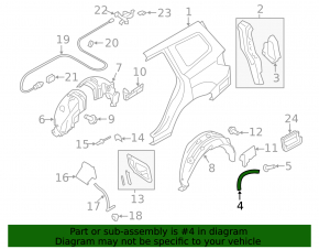 Subaru Forester 09-13 rear right fender arch seal