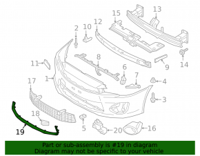 Mitsubishi Lancer 16-17 front bumper center molding, chrome