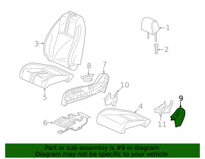 Passenger seat cover side left Honda CRV 23-26 black
