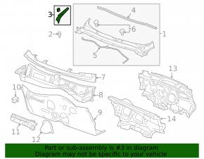 Windscreen wiper seal right GMC Terrain 18-