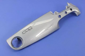 Right front panel trim for Fiat 500 12-15, gloss black with scratch emblem