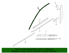 Upper door molding, front left, BMW X1 F48 16-22, chrome