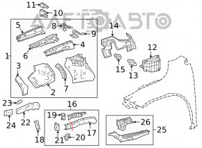Right wing bracket Lexus RX350 RX450h 16-22