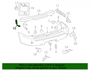 Rear bumper bracket right outer Toyota Sequoia 08-16 front
