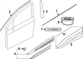 Subaru Forester 2025-2026 center front left door glass molding
