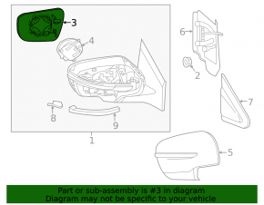Mirror element right Nissan Pathfinder 17-20 FPS