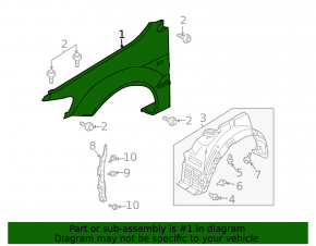 Front right wing Mitsubishi Outlander 07-09