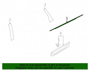 Door-glass molding, central rear right, Mitsubishi Outlander 14-21