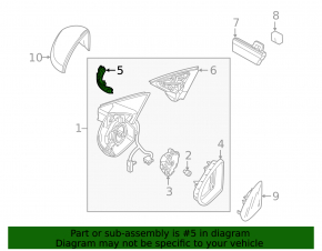 Left turn signal mirror for Volkswagen Golf 15-21