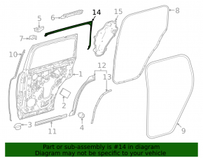 Upper seal for the rear left door of a Lexus LX 22-26