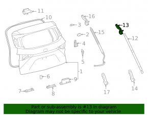 Left tailgate shock absorber bracket for Toyota Sienna 22-25 on the door