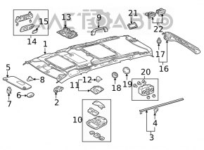 Right visor Toyota Sienna 11-14 beige, without hook