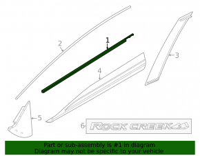 Molding door-glass central front left Nissan Rogue 21-24 structure