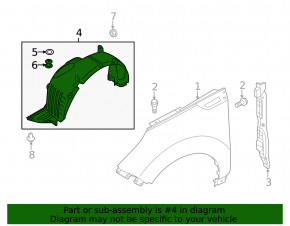 Front right fender liner Kia Soul 17-19