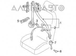 Driver's seat belt for Audi Q5 8R 09-12, brown