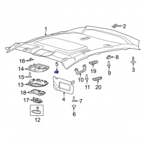 Driver's visor mounting hook Ford Focus mk3 11-18 gray, for 2 lights