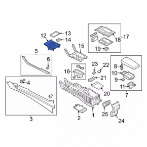 Front center console trim for Ford Fusion mk5 17-20, black, for cigarette lighter