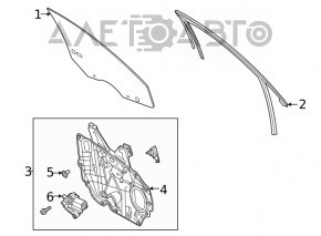Upper door molding front left Ford Escape MK4 20-24 chrome, with glass seal