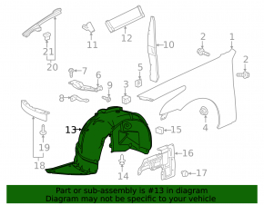 Front left fender liner Cadillac CTS 14-