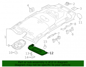 Left visor Volvo XC90 16-22 black, with backlight, without hook, for cleaning