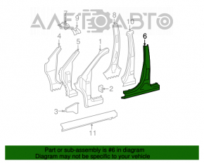 Body pillar central left Toyota Highlander 08-13 on the body