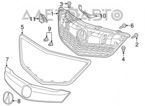 Radiator grill frame grill Acura MDX 14-16 prerest