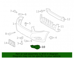 Fog light frame left Toyota Highlander 08-10 sand
