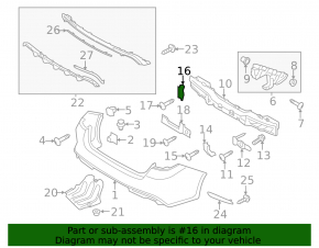 Upper right rear bumper mount on the Kia Optima 16-20