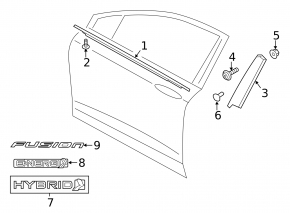 Emblem inscription FUSION door front left Ford Fusion mk5 13-20