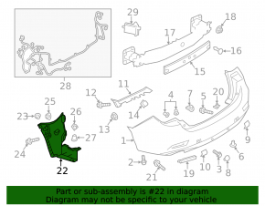 Rear mudguard left rear part Mazda 6 13-17 plastic