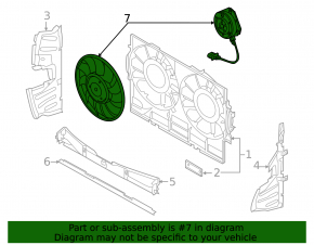 Left cooling fan Audi A8 13-18 4.0, 4.2, 6.3