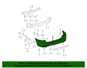 Bare rear bumper for Toyota Highlander 2010