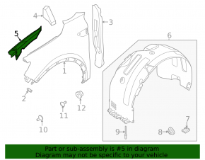 Left hood-wing seal for Kia Sorento 21-24 HEV, PHEV