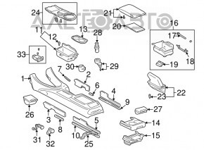 Central console armrest and cup holders Lexus IS200 IS300 99-05