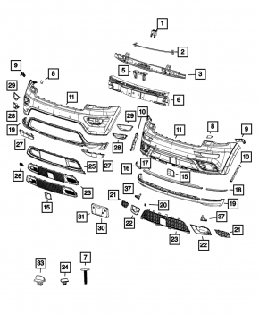Front bumper trim lower Jeep Grand Cherokee WK2 17-21 structure